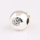 S925 Silver Shine Shining Petals Flower Crystal Clip Stopper Charm