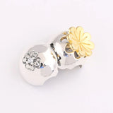 S925 Silver Shine Shining Petals Flower Crystal Clip Stopper Charm