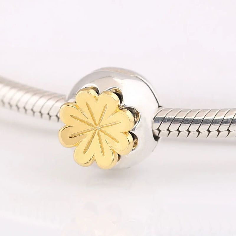 S925 Silver Shine Shining Petals Flower Crystal Clip Stopper Charm