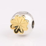 S925 Silver Shine Shining Petals Flower Crystal Clip Stopper Charm