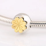 S925 Silver Shine Shining Petals Flower Crystal Clip Stopper Charm