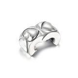 S925 Silver Stopper Bead for Lady Bracelets, Linked Hearts Clip Charm