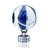 S925 Silver Women Bangle Bracelet & Enamel Hot Air Balloon Pendant Charm