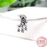 Enamel Galaxy Journey Charm for Bracelet, Sterling Silver Beaded Pendant
