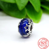 Enamel Galaxy Journey Charm for Bracelet, Sterling Silver Beaded Pendant