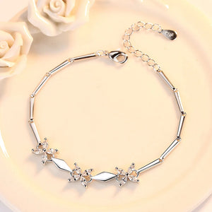 S925 Crystal Clover Bracelet Bangle For Women Girl Lady Wedding
