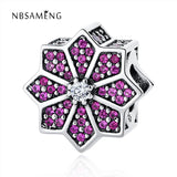 S925 Full Crystal Leaf Charm CZ Crystal Beads Bracelet DIY Jewelry