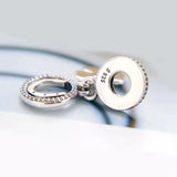 925 Silver Lucky Dangle Charm Clear CZ Bead DIY Jewelry for Women Bracelet