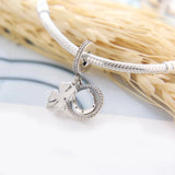 925 Silver Lucky Dangle Charm Clear CZ Bead DIY Jewelry for Women Bracelet