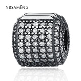 S925 Sterling Silver Full CZ Crystal Stopper Beads Charms