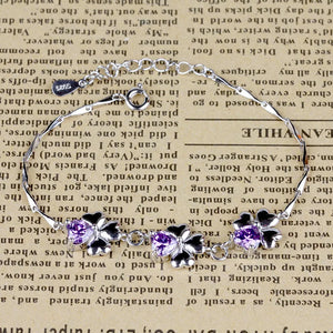 Sterling Silver Clover Flower Bracelet Bangle Wedding Gift