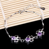 Sterling Silver Clover Flower Bracelet Bangle Wedding Gift