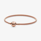 S925 Silver Glitter Woven Button Bracelet for Women