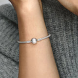 S925 Silver Glitter Woven Button Bracelet for Women