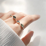 S925 Silver Natural Crystal Rings Silver Charm Woman Girl Jewelry