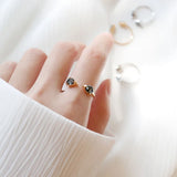 S925 Silver Natural Crystal Rings Silver Charm Woman Girl Jewelry