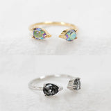 S925 Silver Natural Crystal Rings Silver Charm Woman Girl Jewelry