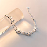 Sterling Silver Multilayer Bead Bracelet Japanese Style