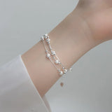 Sterling Silver Multilayer Bead Bracelet Japanese Style