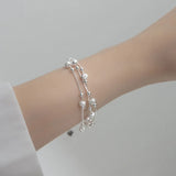 Sterling Silver Multilayer Bead Bracelet Japanese Style