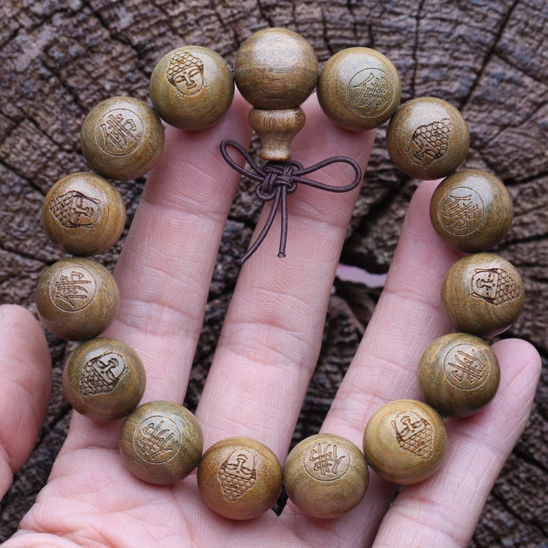 Sandalwood Beaded 15mm Buddha Rosary Yoga Bracelet