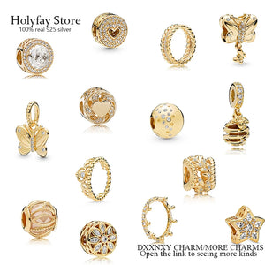 925 Silver Celestial Stars Charm Flower Beads Ring Butterfly Pendant Clip