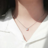 925 Silver Zircon Diamond Necklace Pendant Gift