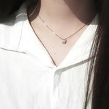 925 Silver Zircon Diamond Necklace Pendant Gift