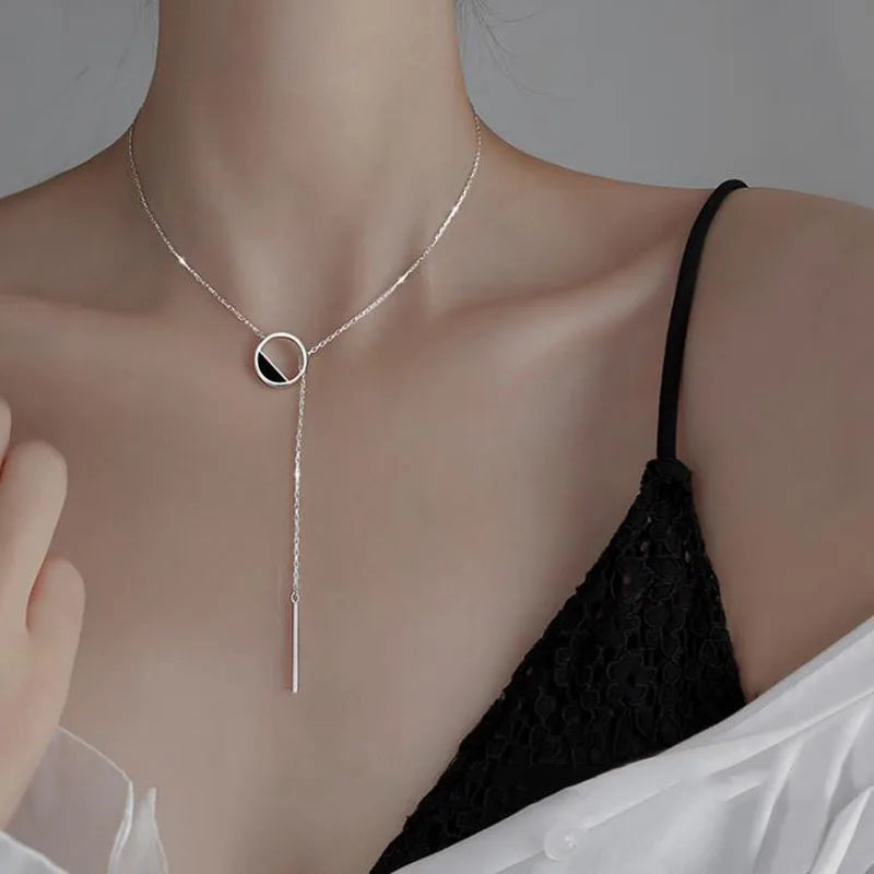 Silver Tassel Necklace Women Sweater Chain Fine Jewelry