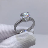 Tibetan Silver Ring 8mm 2.0ct Zirconia Wedding Band R004