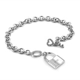 Platinum Key Lock Head Bracelet for Girlfriend