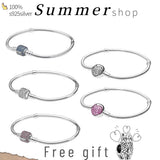925 Silver Snake Chain Heart Bracelet for Women