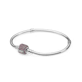 925 Silver Snake Chain Heart Bracelet for Women