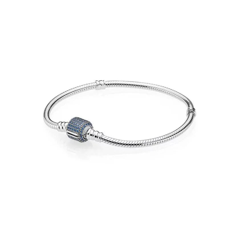 925 Silver Snake Chain Heart Bracelet for Women