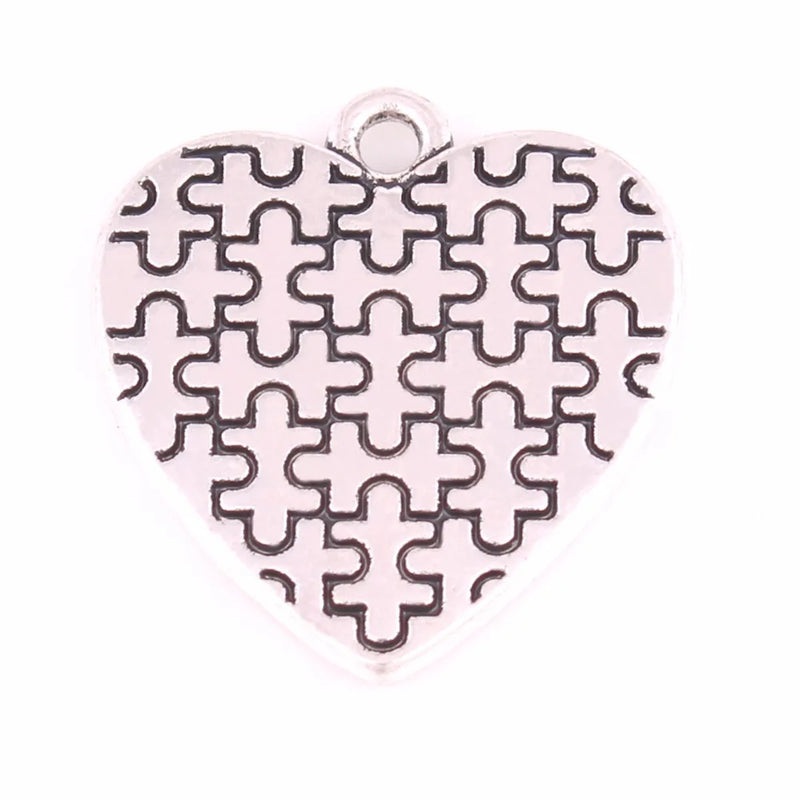 Autism Heart Pendants Puzzle Piece Jigsaw Charm Hope ID Jewellery