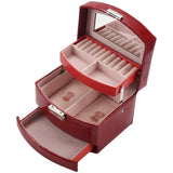 Three-Layer PU Jewelry Box for Women Earring Ring Cosmetic Organizer