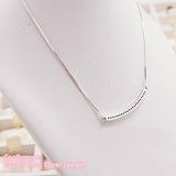 925 Silver Hearts of Bar Necklace, Clear CZ