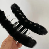 Plush Cross Hair Claw Girls Women Shark Clip Hair Access