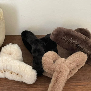Plush Cross Hair Claw Girls Women Shark Clip Hair Access