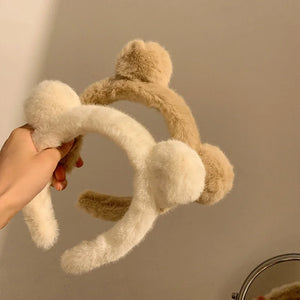 Plush Bear Ears Headband for Women - Hair Accessories