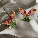 Autumn Sweet Romantic Crystals Butterfly Ear Studs