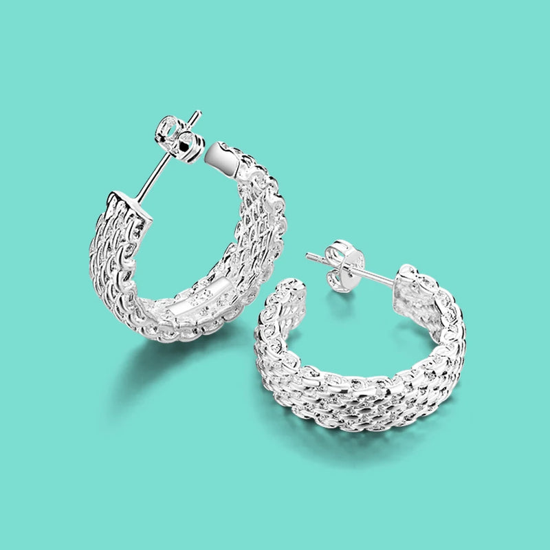 Autumn Women's 925 Silver Round Pendant Earrings Ethnic Style