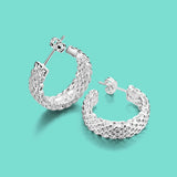 Autumn Women's 925 Silver Round Pendant Earrings Ethnic Style