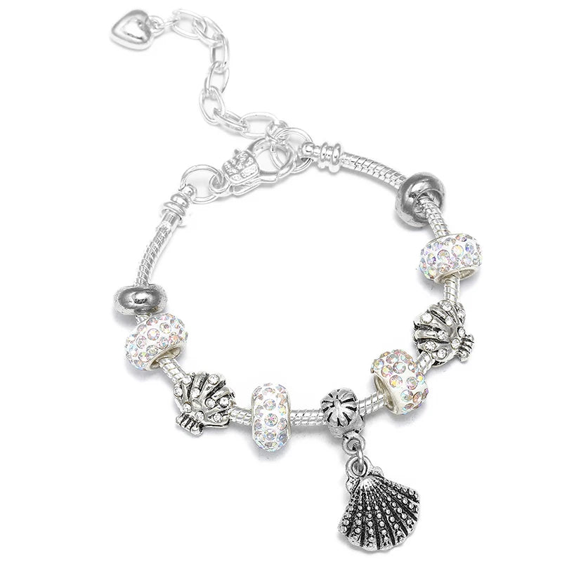 Autumn Summer Silver-plated Love Extension Chain Charm Bracelet