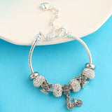 Autumn Summer Silver-plated Love Extension Chain Charm Bracelet