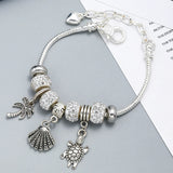 Autumn Summer Silver-plated Love Extension Chain Charm Bracelet