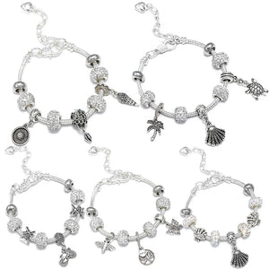 Autumn Summer Silver-plated Love Extension Chain Charm Bracelet
