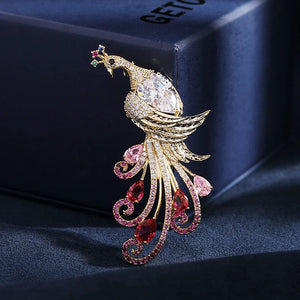 Zircon Inlaid Peacock Brooch - High-end Broche Xmas Jewelry