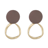 Vintage Brown Clip Earrings Matte Metal Statement
