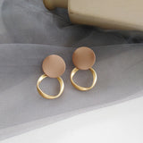 Vintage Brown Clip Earrings Matte Metal Statement